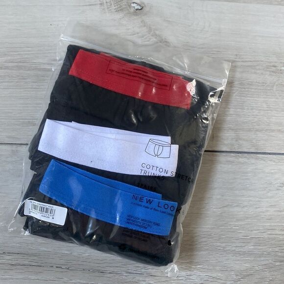 New Look 3-pack trunks with contrast waistband in red, white and blue Size M NWT - Picture 6 of 6